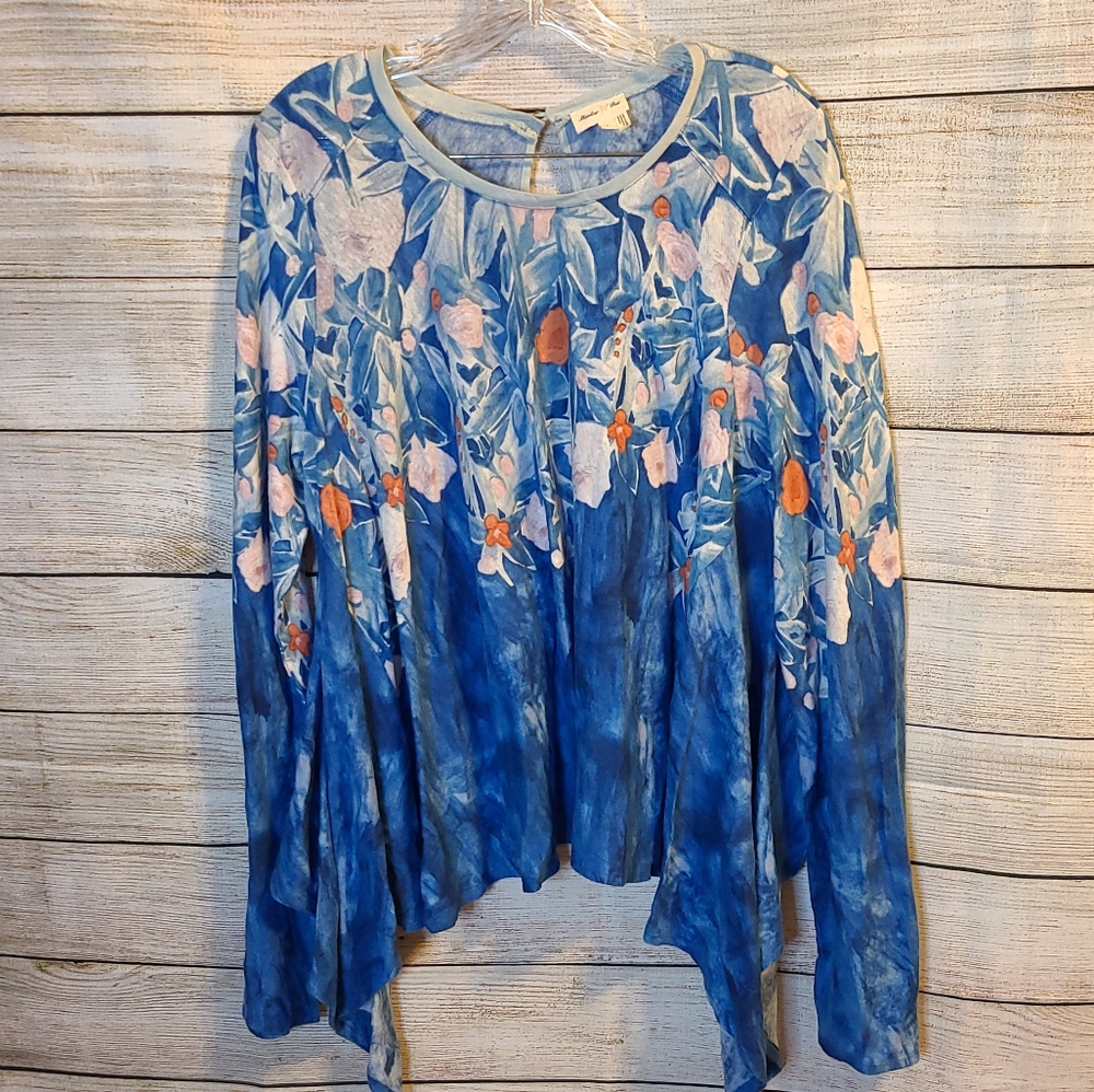 Meadow Rue Anthropologie Floral Kerchief Hem Top